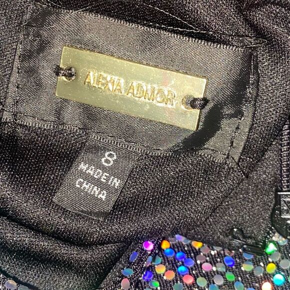 ALEXIA ADMOR Rainbow Sequin Long Sleeve Open Back Dress - Picture 8 of 8